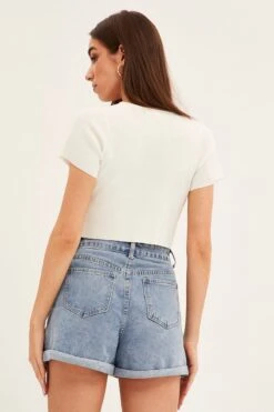 White Short Sleeve Rib Cardigan -Women Clothing Shop ck12780 f white 5