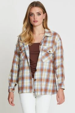 Check Oversized Shacket Long Sleeve Collared -Women Clothing Shop coat check oversized shacket long sleeve collared 32966594134209