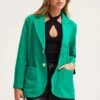 Green Workwear Jacket Long Sleeve Collared -Women Clothing Shop coat green workwear jacket long sleeve collared 32966595838145