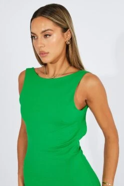 Green Supersoft Bodycon Dress Open Back -Women Clothing Shop dd3736 84pb green 3