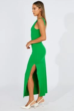 Green Supersoft Bodycon Dress Open Back -Women Clothing Shop dd3736 84pb green 4