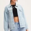 Blue Oversized Jacket Long Sleeve Denim 1 Blue Oversized Jacket Long Sleeve Denim -Women Clothing Shop denim jacket blue oversized jacket long sleeve denim 32967527432385