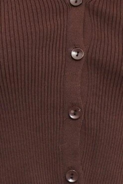 Brown Knit Cardigan Long Sleeve V-Neck Cut Out -Women Clothing Shop fitted cardigan brown knit cardigan long sleeve v neck cut out 32966413844673