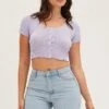 Purple Knit Cardigan Short Sleeve Crop Round Neck 2 Purple Knit Cardigan Short Sleeve Crop Round Neck -Women Clothing Shop fitted cardigan purple knit cardigan short sleeve crop round neck 32966378258625