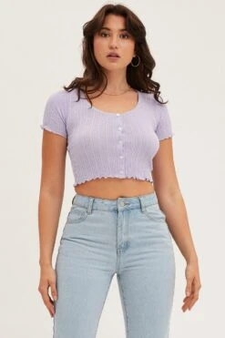 Purple Knit Cardigan Short Sleeve Crop Round Neck -Women Clothing Shop fitted cardigan purple knit cardigan short sleeve crop round neck 32966378324161
