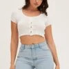 White Knit Cardigan Short Sleeve Crop Round Neck 2 White Knit Cardigan Short Sleeve Crop Round Neck -Women Clothing Shop fitted cardigan white knit cardigan short sleeve crop round neck 32966377636033