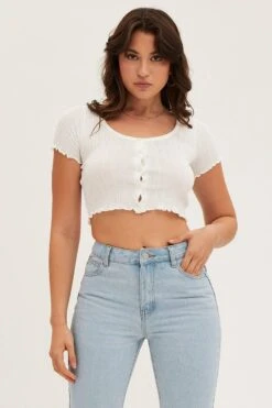 White Knit Cardigan Short Sleeve Crop Round Neck -Women Clothing Shop fitted cardigan white knit cardigan short sleeve crop round neck 32966377701569