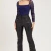 Black Flare Pants High Rise Faux Leather -Women Clothing Shop flare black flare pants high rise faux leather 32965008883905