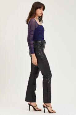 Black Flare Pants High Rise Faux Leather -Women Clothing Shop flare black flare pants high rise faux leather 32965009014977