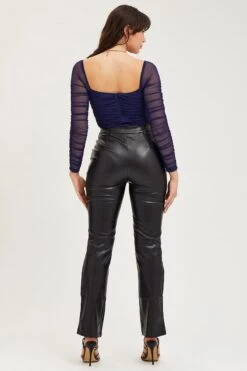 Black Flare Pants High Rise Faux Leather -Women Clothing Shop flare black flare pants high rise faux leather 32965009047745