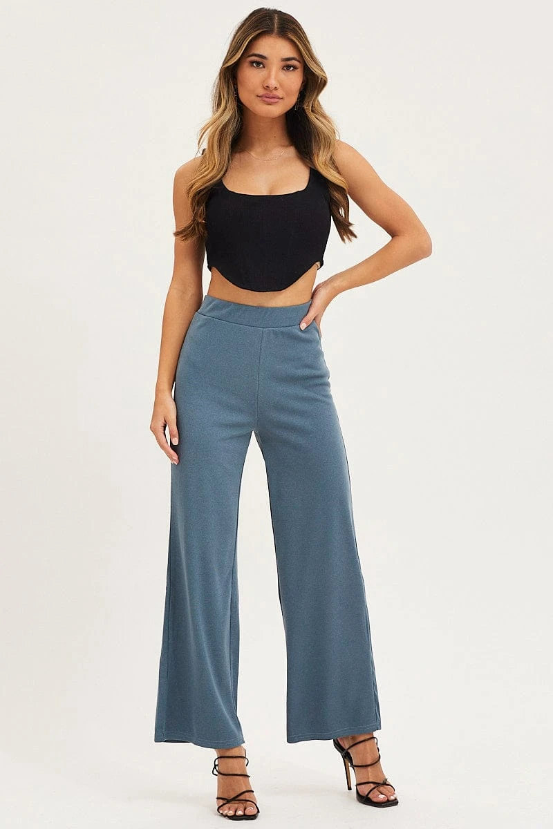 Blue Flare Pants High Rise 3 Blue Flare Pants High Rise