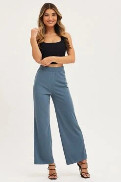 Blue Flare Pants High Rise 10 Blue Flare Pants High Rise -Women Clothing Shop flare blue flare pants high rise 32965039554753