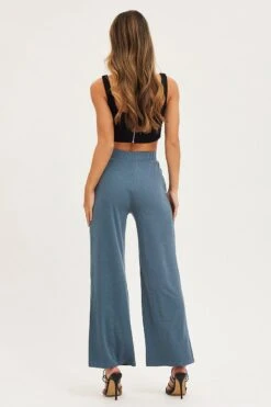 Blue Flare Pants High Rise 12 Blue Flare Pants High Rise -Women Clothing Shop flare blue flare pants high rise 32965039685825