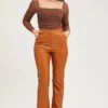 Beige Flare Pants High Rise Faux Leather -Women Clothing Shop flare camel flare pants high rise faux leather 32965009244353