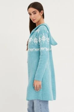 Aztec Print Knit Cardigan Long Sleeve Relaxed Hoodie -Women Clothing Shop hoodie cardigan aztec print knit cardigan long sleeve relaxed hoodie 32967228227777