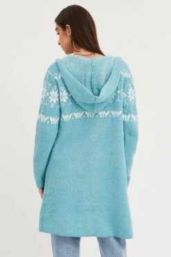 Aztec Print Knit Cardigan Long Sleeve Relaxed Hoodie -Women Clothing Shop hoodie cardigan aztec print knit cardigan long sleeve relaxed hoodie 32967228260545