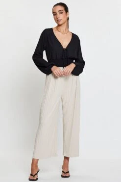 Beige Ribbed Pants High Rise Wide Leg 9 Beige Ribbed Pants High Rise Wide Leg -Women Clothing Shop hw culotte camel ribbed pants high rise wide leg 32964977033409