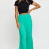 Green Ribbed Pants High Rise Wide Leg -Women Clothing Shop hw culotte green ribbed pants high rise wide leg 32964977688769