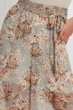 Print Belted Pants High Waist -Women Clothing Shop hw culotte print belted pants high waist 33006686666945