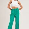 Green Pleat Detail High Waist Pant -Women Clothing Shop hw slim leg pant green pleat detail high waist pant 32965047353537