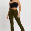 Green Jersey Rib Flared Pants -Women Clothing Shop hw wide leg pant green jersey rib flared pants 32965035491521