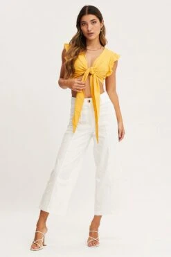 White Cropped Pants Wide Leg High Waist -Women Clothing Shop hw wide leg pant white cropped pants wide leg high waist 32964978737345