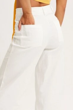 White Cropped Pants Wide Leg High Waist -Women Clothing Shop hw wide leg pant white cropped pants wide leg high waist 32964978835649