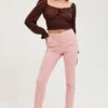 Pink Slim Pants High Rise Workwear -Women Clothing Shop hw work pant pink slim pants high rise workwear 32964975263937