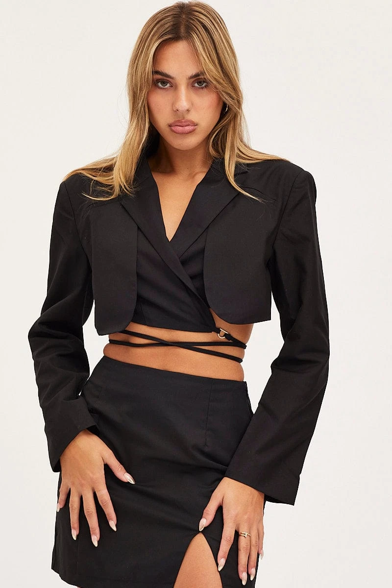 Black Crop Jacket Long Sleeve 5 Black Crop Jacket Long Sleeve - Image 3
