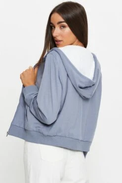 Blue Oversized Jacket Long Sleeve -Women Clothing Shop jacket blue oversized jacket long sleeve 32967522484417