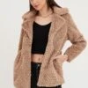Brown Faux Fur Jacket Long Sleeve -Women Clothing Shop jacket brown faux fur jacket long sleeve 32966638403777