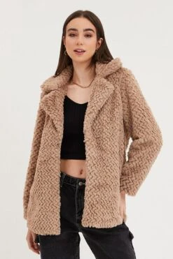 Brown Faux Fur Jacket Long Sleeve 10 Brown Faux Fur Jacket Long Sleeve -Women Clothing Shop jacket brown faux fur jacket long sleeve 32966638567617
