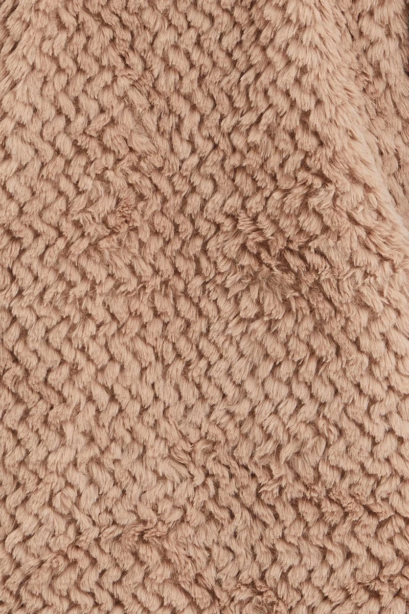 Brown Faux Fur Jacket Long Sleeve 8 Brown Faux Fur Jacket Long Sleeve - Image 6