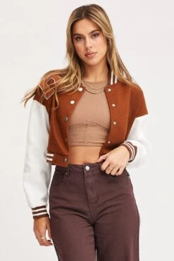 Brown Graphic Jacket Long Sleeve Oversized -Women Clothing Shop jacket brown graphic jacket long sleeve oversized 32966603210945