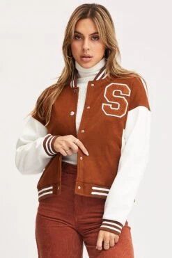 Brown Oversized Jacket Long Sleeve -Women Clothing Shop jacket brown oversized jacket long sleeve 32966602096833