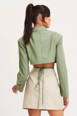 Green Crop Jacket Long Sleeve -Women Clothing Shop jacket green crop jacket long sleeve 32966639780033