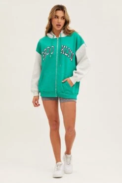 Green Graphic Jacket Long Sleeve Hoodie -Women Clothing Shop jacket green graphic jacket long sleeve hoodie 32966644498625