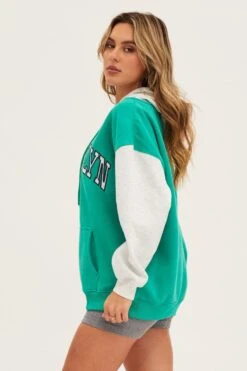 Green Graphic Jacket Long Sleeve Hoodie -Women Clothing Shop jacket green graphic jacket long sleeve hoodie 32966644564161