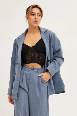 Grey Oversized Blazer -Women Clothing Shop jacket grey oversized blazer 32966605603009