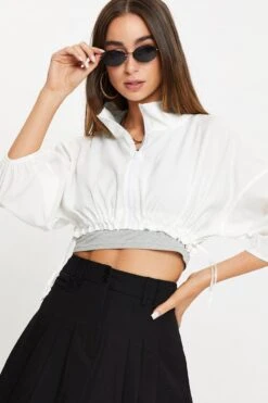 White Windbreaker Jacket -Women Clothing Shop jacket white windbreaker jacket 32966606487745