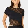 Black Supersoft Lace Top Short Sleeve -Women Clothing Shop jc11700 84w black 1