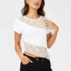 White Supersoft Lace Top Short Sleeve -Women Clothing Shop jc11700 84wb white 1