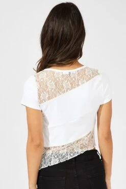 White Supersoft Lace Top Short Sleeve 12 White Supersoft Lace Top Short Sleeve -Women Clothing Shop jc11700 84wb white 5