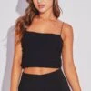 Black Mesh Singlet Sleeveless Crop