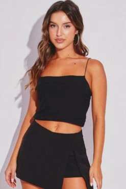Black Mesh Singlet Sleeveless Crop -Women Clothing Shop jc1423 84n black 3