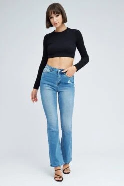 Black Top Long Sleeve Round Neck String Back Seamless 10 Black Top Long Sleeve Round Neck String Back Seamless -Women Clothing Shop jc1489 39w black 3