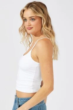 White Supersoft Singlet Longline -Women Clothing Shop jc1656 84wk white 4