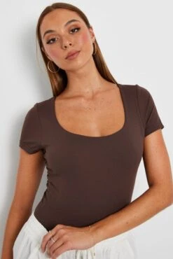 Brown Supersoft Top Short Sleeve -Women Clothing Shop jc1660 84wk chocolate 3