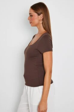 Brown Supersoft Top Short Sleeve -Women Clothing Shop jc1660 84wk chocolate 4