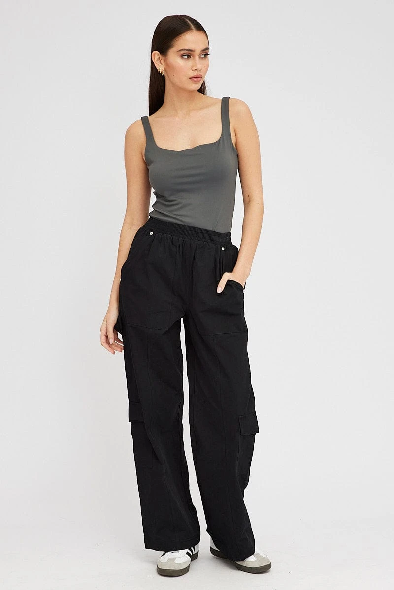 Grey Supersoft Bodysuit Sleeveless Square-Cut Neck 5 Grey Supersoft Bodysuit Sleeveless Square-Cut Neck - Image 3